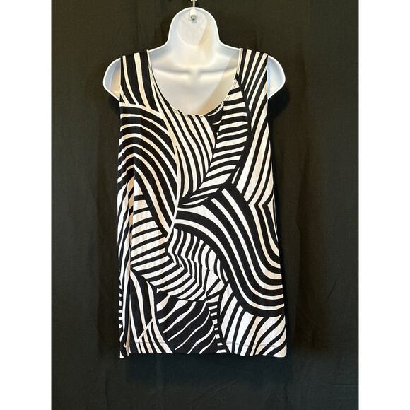 TRAVLERS by Chico Black White Geometric Print Business Office Casual Top Sz 3 - Picture 3 of 12